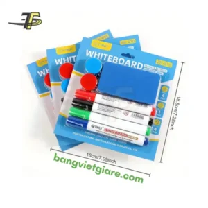 Bộ bút dạ viết bảng trắng xóa được 4 màu kèm lau bảng và 4 viên nam châm