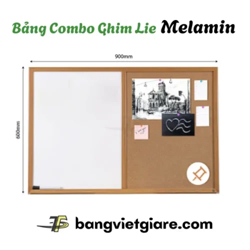 Combo Bảng trắng kiêm ghim lie khung gỗ 60x90 cm