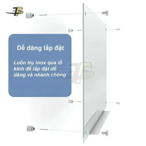 Bảng kính cường lực có từ 8mm - thao tác lắp